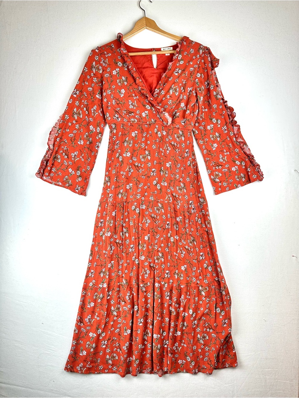Mi Ami Faux Wrap Ruffle Floral Midi Maxi Dress Boho